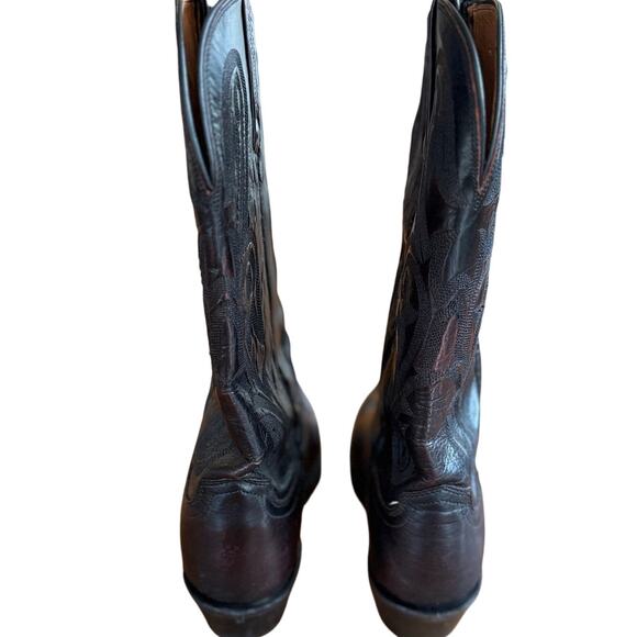 Lucchese 1883 Leather Cowboy Boots Wide Width Mens Western 8.5 Black Cherry Red - Picture 6 of 16